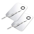 ALIOBC Makeup Mixing Palette, Upgrad Stainless Steel Metal Foundation Palette with Spatula Artist Tool for Mixing Foundation Nail-Art, Size 4.5x2.9 in（2 Pcs）