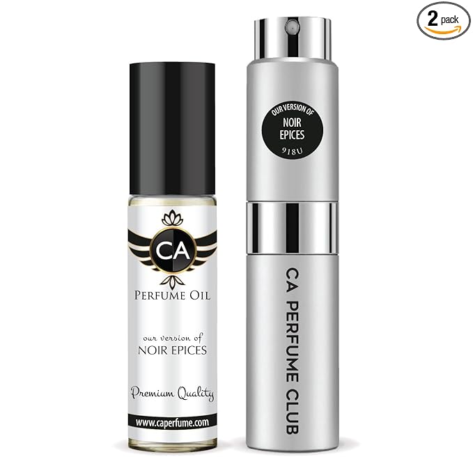 CA Perfume Duo Impression of Noir Epices For Women And Men Perfume Layering Set Long Lasting Travel Size EDP + Body Oil Roll-On Bottle 0.27 Fl Oz+0.33 Fl Oz