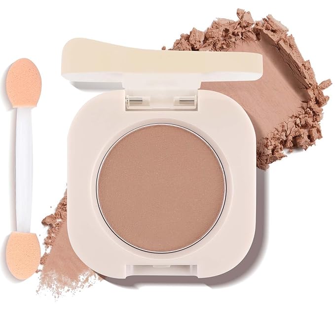 Brown Eyeshadow with Brush, Single Matte Mini Pressed Eye shadow Palette, Silky Fine Highly Pigmented Powder, Lightweight & Ultra-Blendable Formula, Ideal for Daily Natural Eye Makeup (#05)