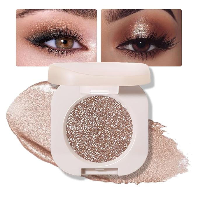 CAKAILA Single Nude Gold Brown Shimmer Eyeshadow,Bright Intense Monochrome Eye Shadow,Apply Makeup Easily,Glitter Pressed Powder Single Eyeshadow,24 Hour Eye Makeup Longwear Waterproof