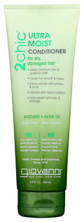GIOVANNI 2chic Ultra-Moist Conditioner - Avocado & Olive Oil, Creamy Hydration Formula, Enriched with Aloe Vera, Shea Butter, Botanical Extracts, No Parabens, Color Safe - 8.5 fl oz