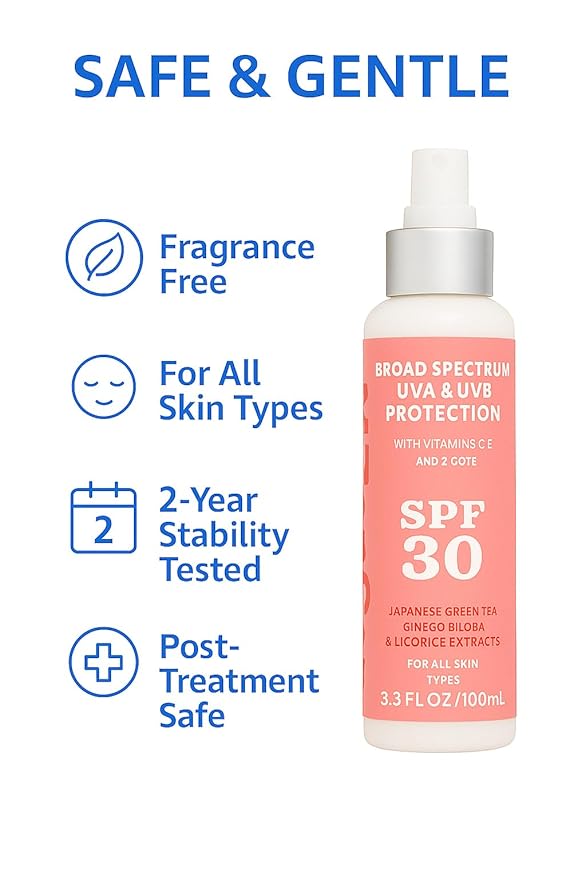 Sunscreen for face - Advanced Protection SPF 30, Full Spectrum UVA/UVB, Fragrance-Free, Lightweight, Vitamins C,E, Zinc Oxide, Japanese Green Tea, Gingko Biloba, Ginseng, Licorice Extracts 3.3 FL.OZ