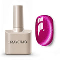 MAYCHAO 15ML Ice Glass Hot Pink Cat Eye Gel Nail Polish 1Pc Dragon Fruit Gel Polish Soak off Holographic Magnetic Nail Polish for Nail Art Manicure Salon DIY at Home, 0.5 OZ