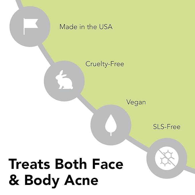 humane Benzoyl Peroxide Acne Body Wash - 10% Maximum-Strength Face, Skin, Butt, and Back Acne Treatment - 8 Fl Oz - Dermatologist-Tested Non-Foaming Acne Face Wash Cleanser - Vegan, Cruelty-Free