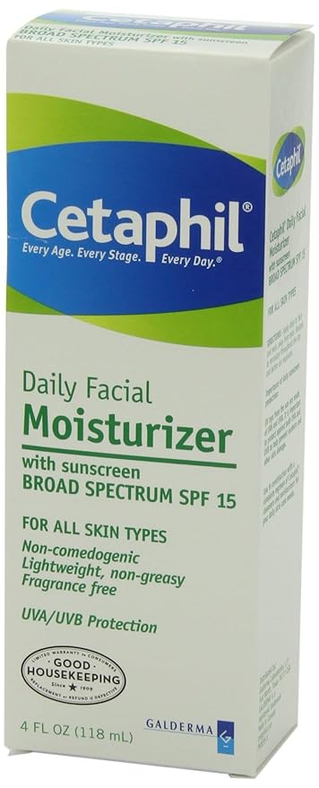 Cetaphil Daily Facial Moisturizer SPF 15, 4 Fl Oz, Gentle Facial Moisturizer for Dry to Normal Skin Types, No Added Fragrance, (Packaging May Vary)(Pack of 4)