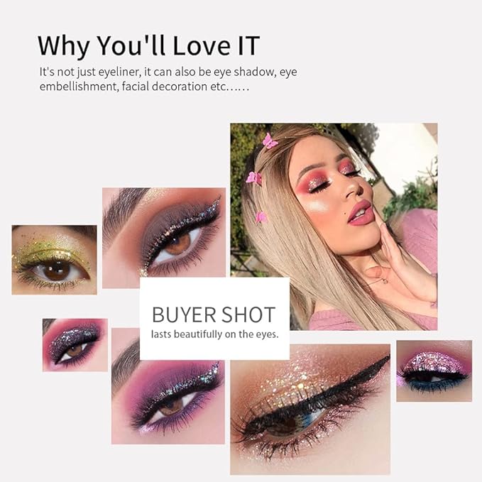 Liquid Glitter Eyeshadow & Eyeliner - Metallic Glitter Shimmer Eye Looks, Waterproof, Long Lasting & Quick-Drying Sparkling Eye Shadow Makeup - Euphoria 05