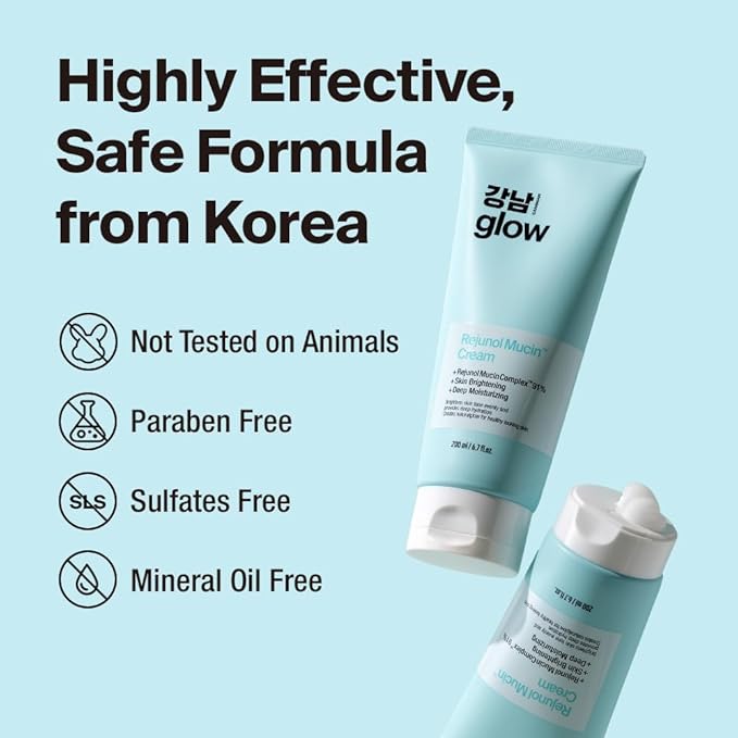 GANGNAM GLOW Rejunol Mucin PDRN Facial Cream 6.76 floz - 91.5% Snail Mucin Moisturizer with Hyaluronic Acid & Panthenol I Korean Skin Care I Face Moisturizer for Women | Salmon DNA