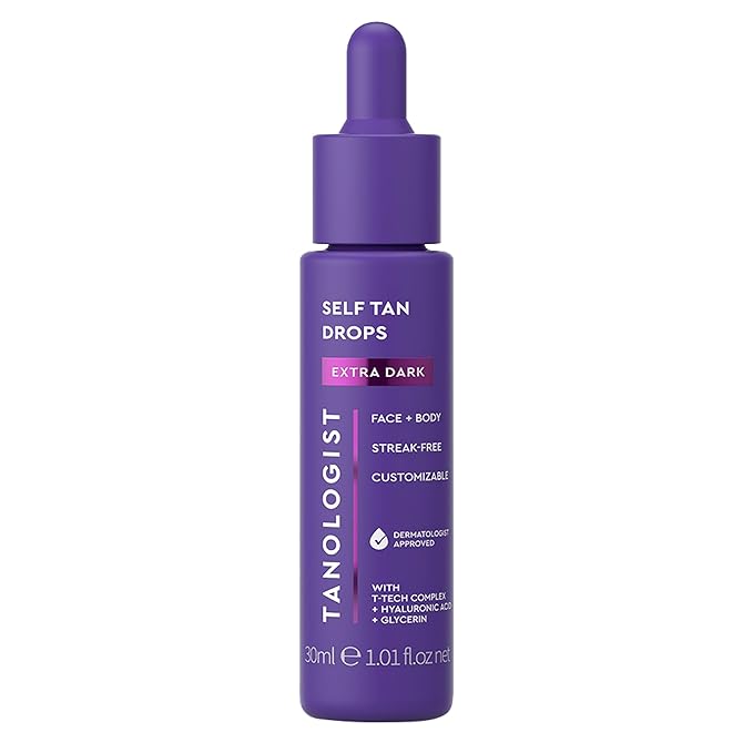 Tanologist Self-Tan Drops- Extra Dark, Bronzing Serum, Customizable Face & Body Self Tanner For Moisturizer, Gradual Body & Face Tanning Drops for Natural Glow, Streak-Free Vegan Formula, 1.01 fl oz