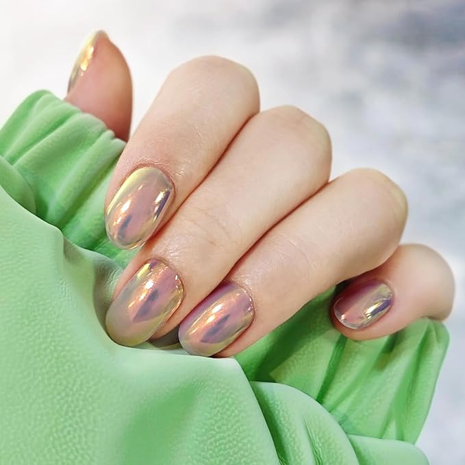 Unicorn Chrome Nail Powder Sunset Glow Mirror Effect Lemon Glow Mermaid Nail Glitter Pigment Powder Aurora Gold Chrome Powder for Nails Design Manicure Nails Supplies