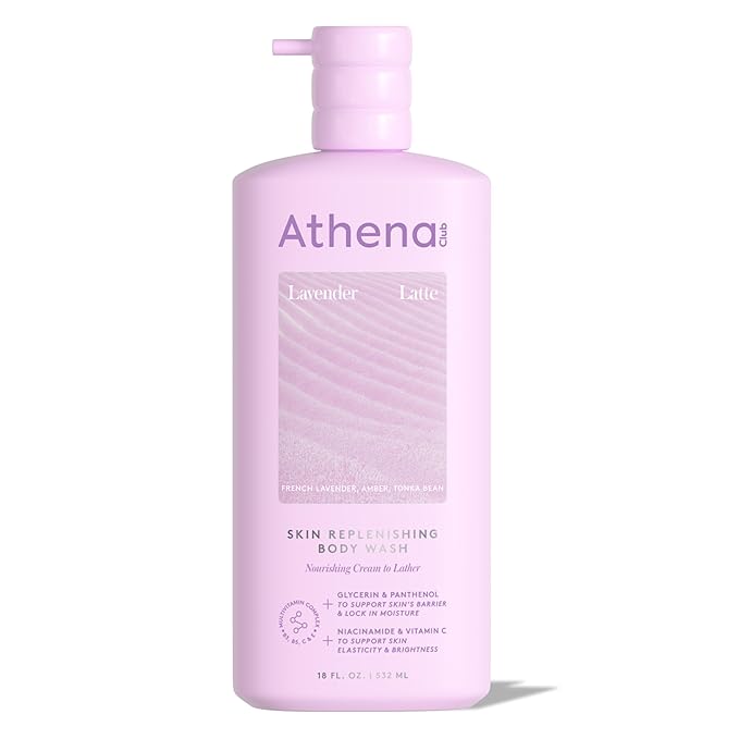 Athena Club Skin Replenishing Body Wash for Women, Sulfate Free Nourishing Cleanser with Niacinamide, Gently Cleanses Without Stripping, Lavender Latte Scent, 18 fl oz