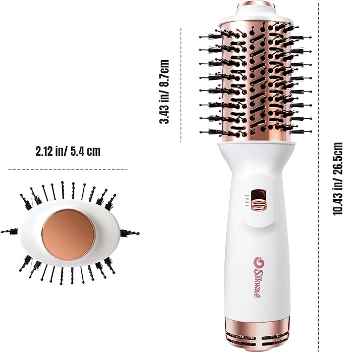 Hair Dryer Brush Blow Dryer Brush 4 in 1, 2 Inch Hot Air Brush for Hair Drying & Styling | Ionic Oval Barrel for Smooth, Frizz-Free Volume Blowout, Dual Voltage Travel Hair Dryer Brush (White)