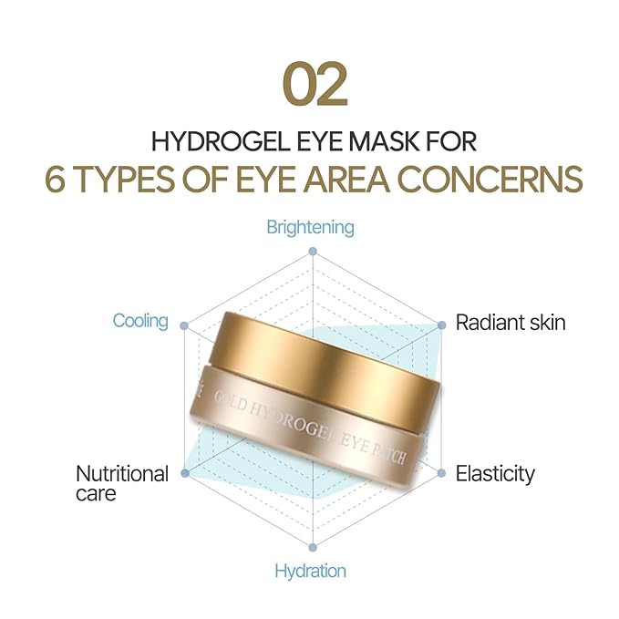 Petitfee Gold Hydrogel Eye Patch 60ea (30pairs) - 24k Gold Eye Mask for Moisturizing, Glowy Skin, Hydrating, Skin Elasticity, Youthful Complexion, Ginseng, Collagen