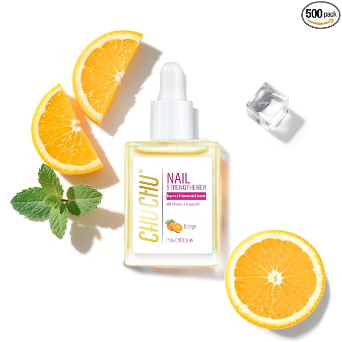 CHUCHU Vegan Cuticle Oil for Nails: Orange Jojoba Nail Cuticle Oil with Vitamin B & E for Moisturizes Cuticle and Nail's Skin - Prevents Hangnails and Chapped 15ML