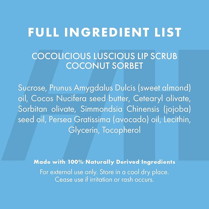 Handmade Heroes 100% Natural Lip Scrub, Vegan Conditioning Coconut Lip Exfoliator - Gentle Exfoliant, Ultra Sexy Sugar Lip Mask Polish and Scrubber for Chapped Dry and Dark Lips, 1oz (Coconut Sorbet)
