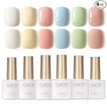 GAOY Pastel Spring Gel Nail Polish Set, 6 Colors Blue Green Pink, Soak Off UV Cure Gel for DIY Manicure at Home