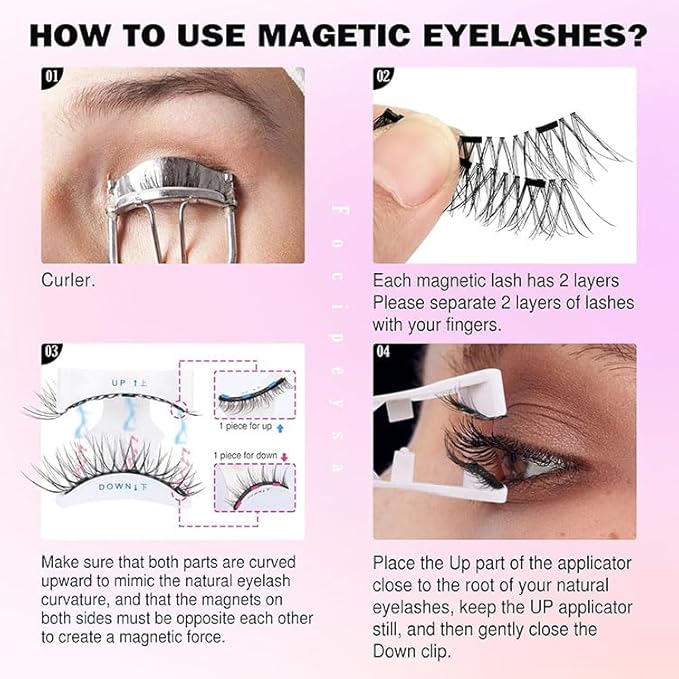 ELYANORE Premium Eyelashes Kit, Natural Wispy Reusable Lashes – No Glue Needed, Feather-Light Comfort with Magnetic Applicator, Easy Apply Lashes (5 Pairs: 2 Full + 3 Half Length)