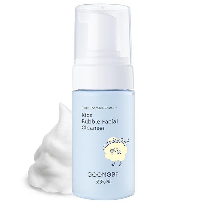 GOONGBE Kids Bubble Face Wash – Tear-Free Micellar Foam Cleanser for Sensitive Skin – Gentle Sunscreen Removal, Low pH with Panthenol & Cica – Pump Foam, Allergen-Free, 3.38 fl oz