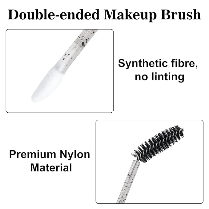 G2PLUS 100pcs Eyelash Brush Lip Brush, Dual Ended Eyelash Extension Brush, Black Mascara Wands and Lipstick Applicator, Portable Makeup Brush for Eyebrow, Lip Gloss and Lash Extension