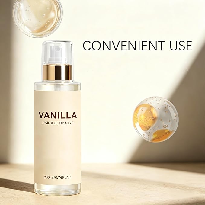 Vanilla Beach Hair & Body Mist,Vanilla Beach Body Perfume Spray For Women,Vanilla & Coconut Long-Lasting Hydrating Body Fragrance Spray (1PCS)