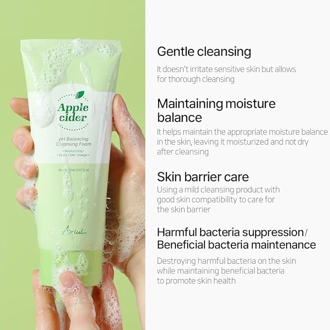 Ariul Apple Cider pH Balancing Cleansing Foam – Effective Pore & Exfoliation Care, Low pH, Soothing & Revitalizing Face Wash with Apple Extract, Korean Skin Care, 150ml / 5.07 fl. oz