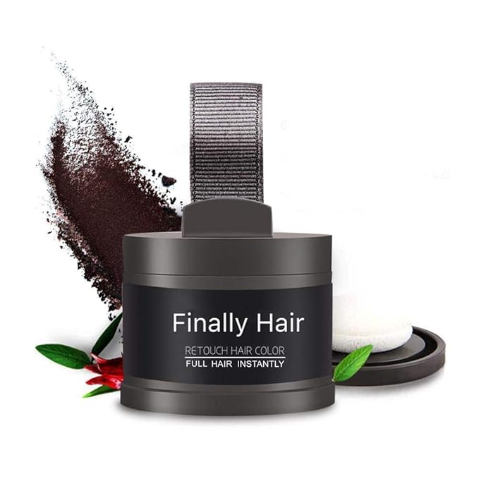 Finally Hair Powder Hair Loss Concealer, Hairline Creator, Eye Brow Enhancer, Beard Filler (Pure White, Unscented)