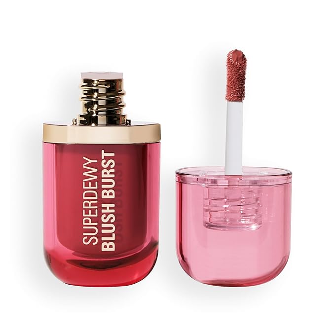 Revolution, Superdewy Liquid Blush Burst, Buildable Color for Cheek, Serum Formula with Peptides & Hyaluronic Acid, Vegan & Cruelty-Free, Rose All Day Dusty Pink, 0.14 oz