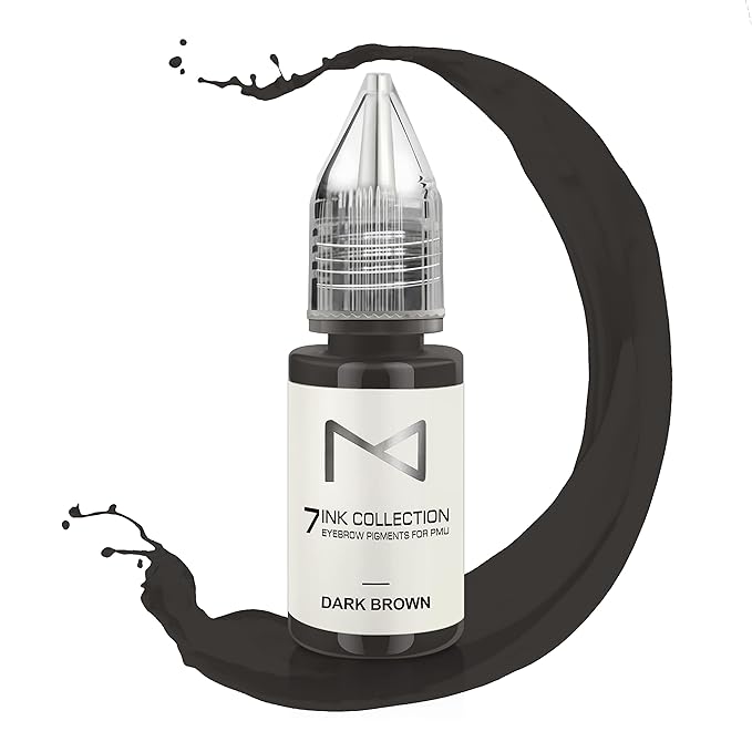 M - 7Ink Seven Colors Liquid Pigment Ink for Eyebrow Tattoo - Permanent Makeup Microblading Supplies Kit - Machine Use - Microshading - No Mixing Professionals Only -10ml (Single, Dark Brown)