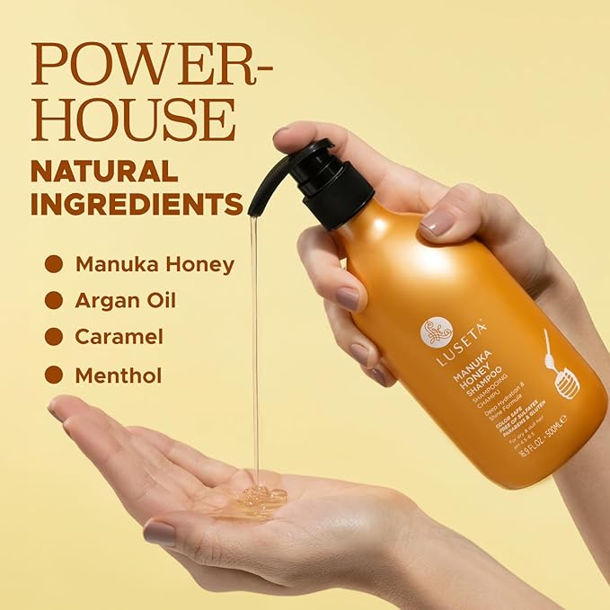 Luseta Manuka Honey Shampoo Moisturizing for Dry Damaged Hair Hydrating Formula Repairs Frizz, Adds Shine for Dull Hair 16.9oz