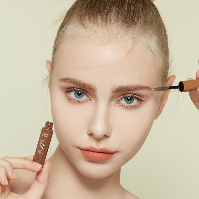 ETUDE Color My Brows, Brow Mascara, 3D Natural Coloring, Beeswax & Carnauba Wax, Moisturizing Brow Care, Eyebrow tint, Soft Gel Texture, Korean Makeup, Beauty, Rich Brown (0.152 Fl Oz)