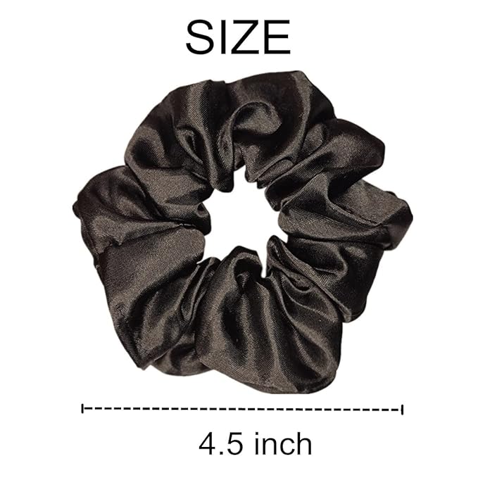 Sufermoe 6 Pcs Satin Silk Hair Scrunchies, Hair Accessories, Soft Hair Ties for Women and Girls, 4.5 Inch, Black