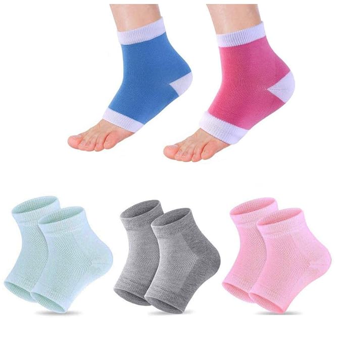 5 Pairs Moisturizing Gel Heel Socks Vented Unisex Toe Open Feet Care Dry Skin