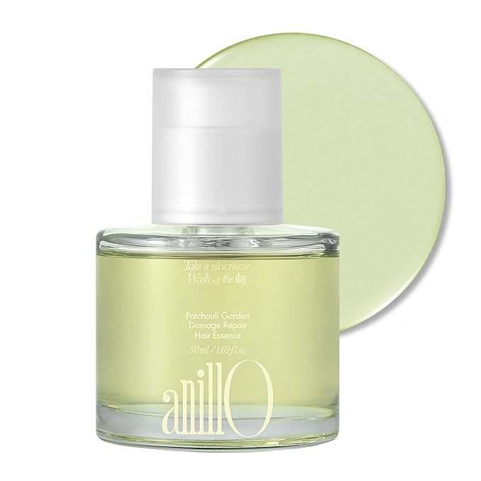 ANILLO Patchouli Garden Damage Repair Hair Essence – Korean Hair Essence Oil for Damaged Hair w/Patchouli Leaf Water, Protein Complex & Amino Acids – Vegan Leave in Hair Serum (50ml / 1.69 fl. Oz)