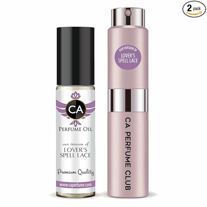 CA Perfume Duo Impression of Lover’s Spell Lace For Women Perfume Layering Set Long Lasting Travel Size EDP + Body Oil Roll-On Bottle 0.27 Fl Oz+0.33 Fl Oz