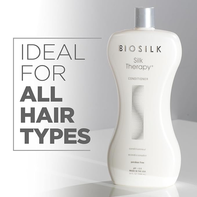BioSilk Silk Therapy Conditioner, Moisturizes & Conditions Hair for Incredible Shine, Detangles & Provides Heat Protection, Sulfate-Free, Paraben-Free, Cruelty-Free, 34 Oz