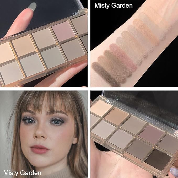 CAKAILA 10 Colors Nude Gray Taupe Matte Eyeshadow Palette,Neutral Nude Eye Shadow Palette,Long Lasting Waterproof Travel Size Makeup Pallete,Vegan,Cruelty -free