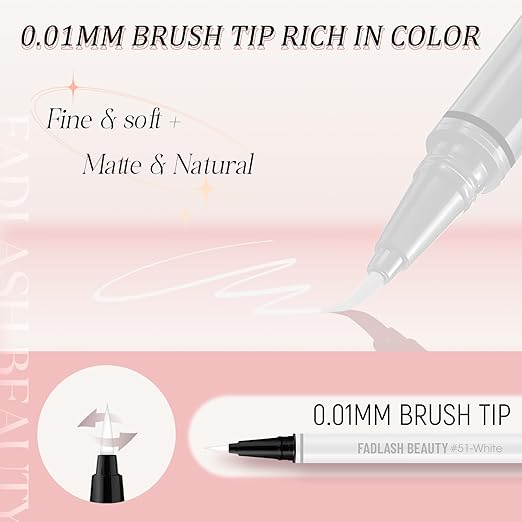 Eyeliner Liquid Eyeliner with Fine Brush for Smooth Application, Waterproof & Smudge-Proof Eye Liner, Long-Lasting Makeup, Highly Pigmented White Eyeliner Pencil, Cruelty-Free & Vegan, 0.6ml