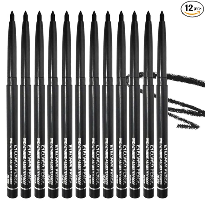 Professional Retractable Eye Liner Pencils, 12 Pcs Matte Brown, Inner Eyeliner, Brow Pens, Makeup-Brown (Black-12 Pcs-Matte)