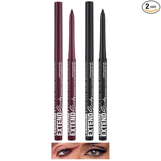 LANGMANNI 2Pcs Metal Colorful Eyeliner Pencil Set - Matte & Shimmer Eye Makeup,Smooth Use Long-Lasting & Waterproof Eyeliner Set(#07+11)