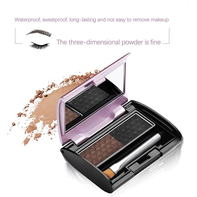 BLUE LOVE 2 Color Eye Brow Powder Palette for Eyebrows Includes Applicator Brush, Waterproof Natural Eyebrow Easy Removal Eyebrow Shadow Makeup Kit (Light Brown & Light Gray)