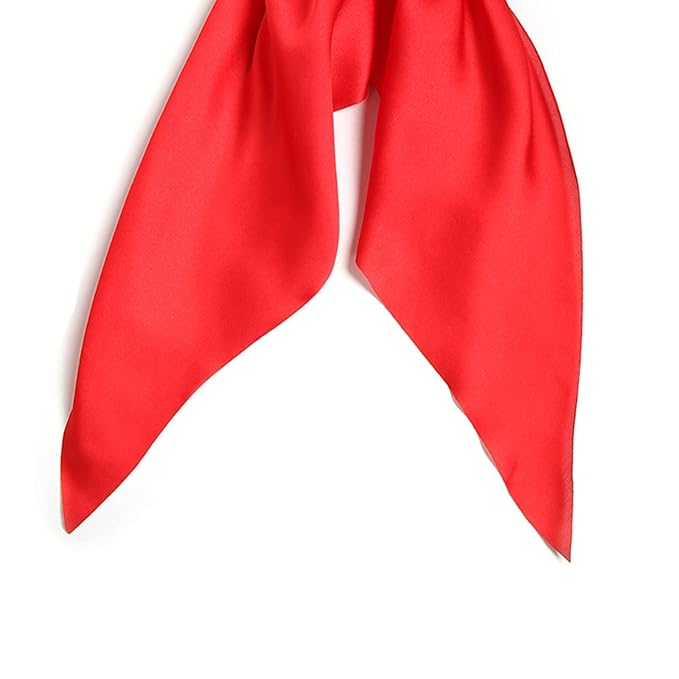 3PCS Hair Scarf Scruncheis for Women Knotted Bow Hair Ties Elastic Bands Satin Hair Ribbon Scrunchy Red Ponytail Holder for Women and Girls (Red Yellow Blue)