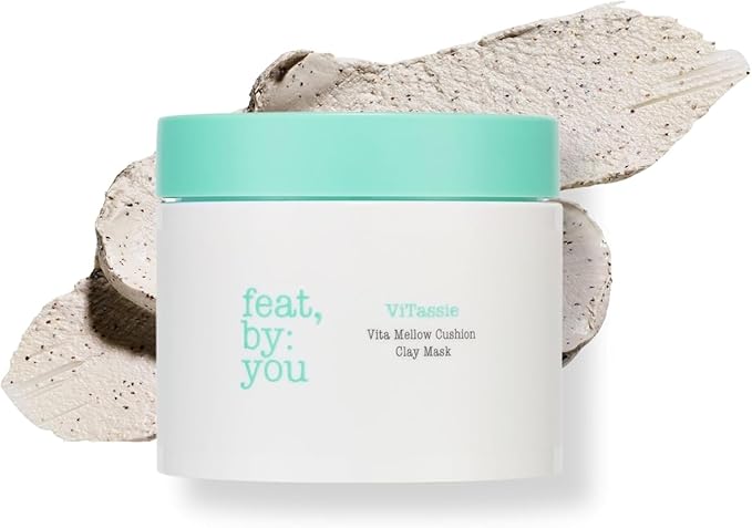 Feat By You Clay Mask for Face - (4.56 fl.oz) Korean Face Mask with Bentonite & Kaolin Clay for Blackheads, Pores & Sebum Control, Gentle Exfoliation, Vegan, Cruelty-Free