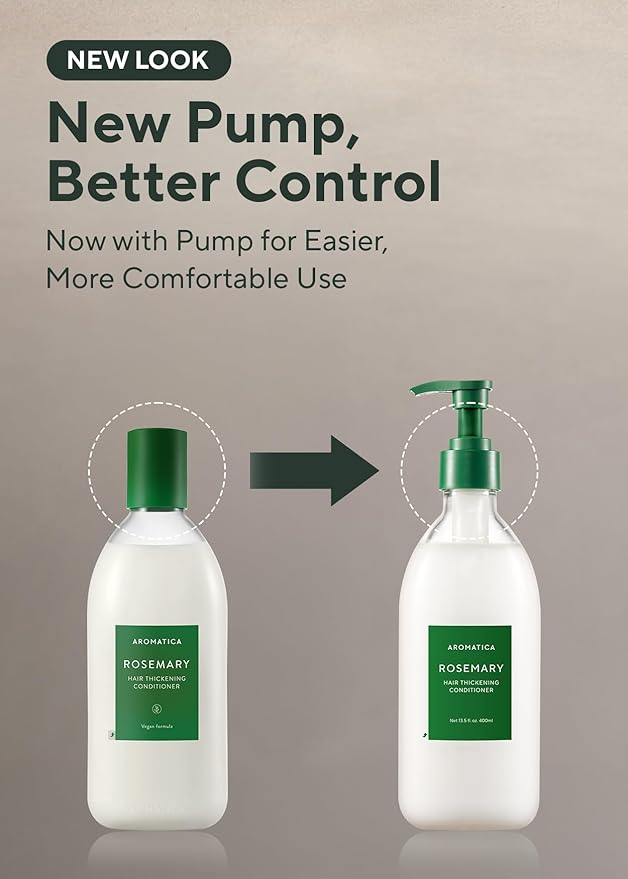 AROMATICA Rosemary Hair Thickening Conditioner, Vegan Hair Conditioner for Damaged Hair and Dry Hair - Moisturizing Conditioner, Silicone-Free (13.53oz/400ml)