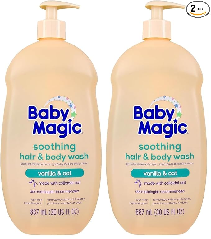 Baby Magic Soothing Hair & Body Wash, Vanilla & Oat, 30 Fl Oz (Pack of 2)
