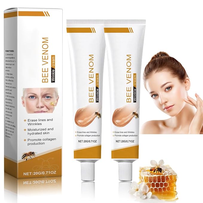 Bee Venom Moisturiser Cream Wrinkle Removal & Firming, Anti-Aging Eye&Face Bee Venom Skin Treatment Cream, Natural And Non-Irritating, Lifting & Recovery For All Skin Type (2 Packs, 20g)