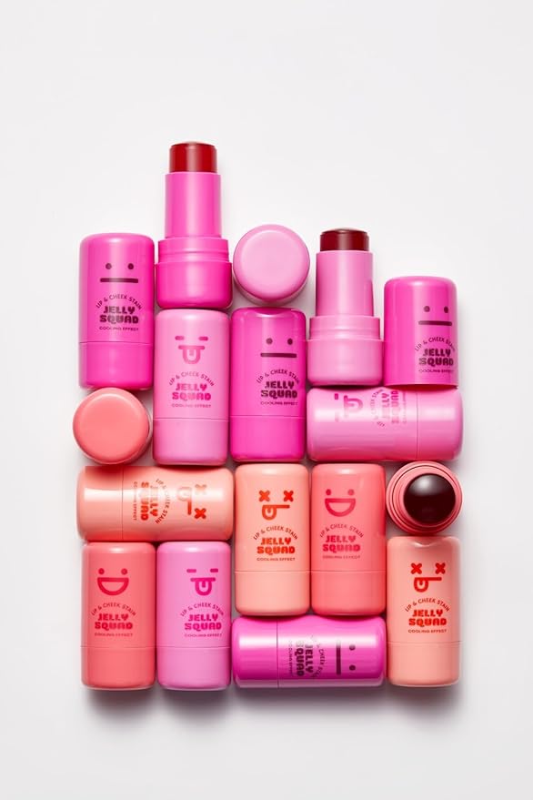 Jelly Squad Lip and Cheek Stain – 2-in-1 Tinted Jelly Blush & Lip Stain, Long-Lasting, Lightweight, Natural Finish – Buildable, Blendable Color – Grumpy (4PCS, 0.28 FL.OZ/8G（pack of 4）)