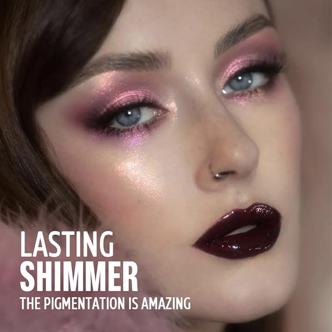 9-Color Shimmer Eyeshadow Palette – Highly Pigmented Glitter Pink Blue Purple Eye Makeup, Long-Lasting Waterproof Sparkly Eye Shadow, Blendable Metallic Shadows for Party, Festival & Daily Looks(03#)