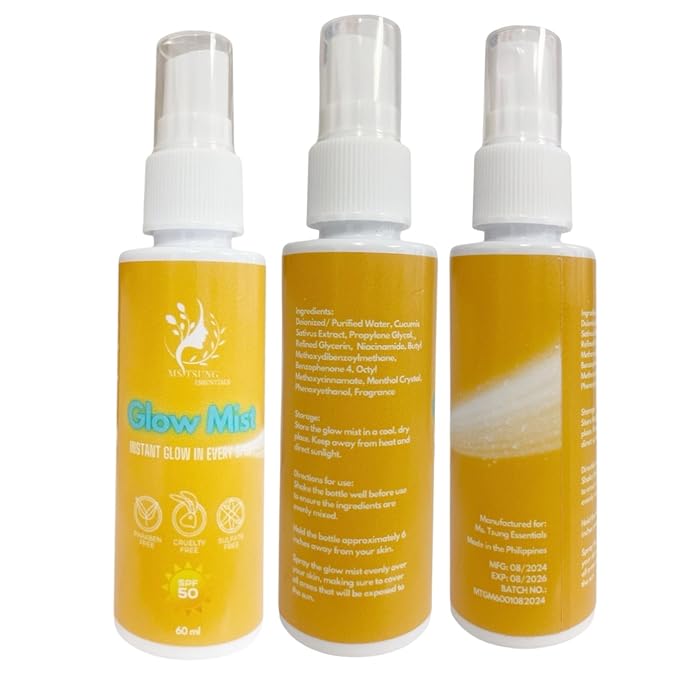 1 Bottle Ms. Tsung Essentials GLOW MIST SPF 50, 60ml - Instant Glow in Every Spray