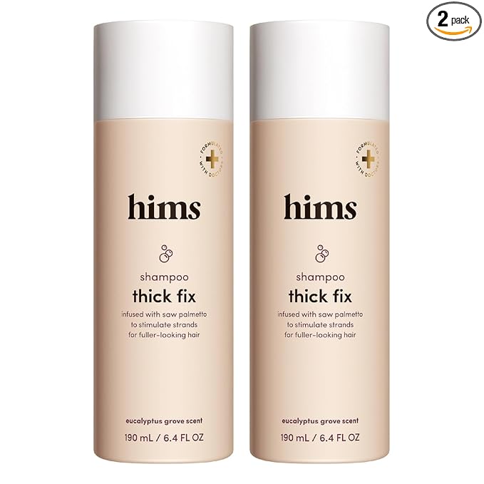 hims Thick Fix Shampoo - Saw Palmetto for Healthy Hair Growth & Thickening - Scalp Cleansing - Vegan, Sulfate-Free & Cruelty-Free - Eucalyptus Scent, 2 pack 6.4 fl oz
