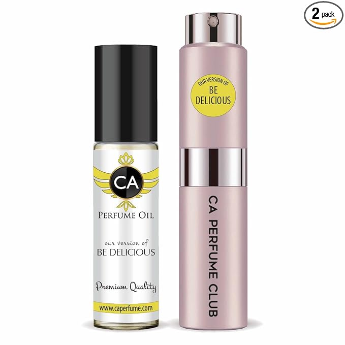 CA Perfume Duo Impression of Be Delicious For Women Perfume Layering Set Long Lasting Travel Size EDP + Body Oil Roll-On Bottle 0.27 Fl Oz+0.33 Fl Oz