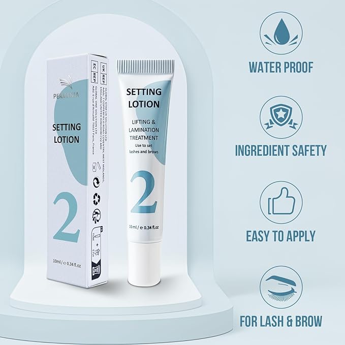 PERMANIA Setting Lotion, 10 ml Tube Design Salon Grade for Lash Lift and Brow Lamination Beauty Treatments (only setting lotion)
